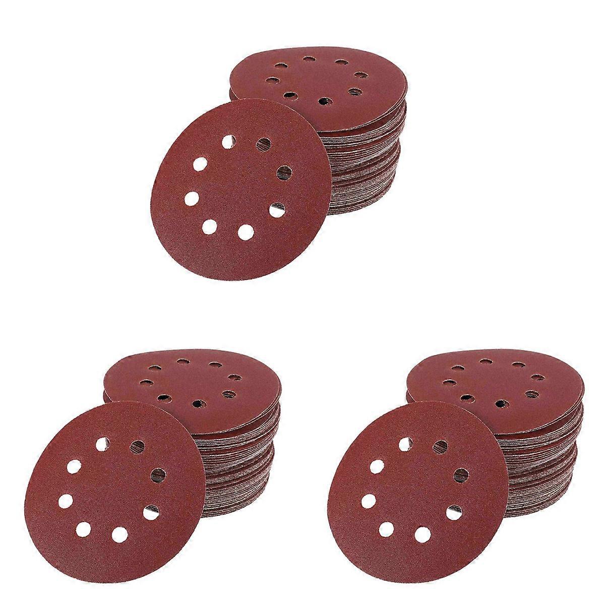 150Pcs 5 Inch 125Mm Round Sandpaper Eight Hole Disk Sand Sheets Grit 40/60/80/120/240 Hook and Loop