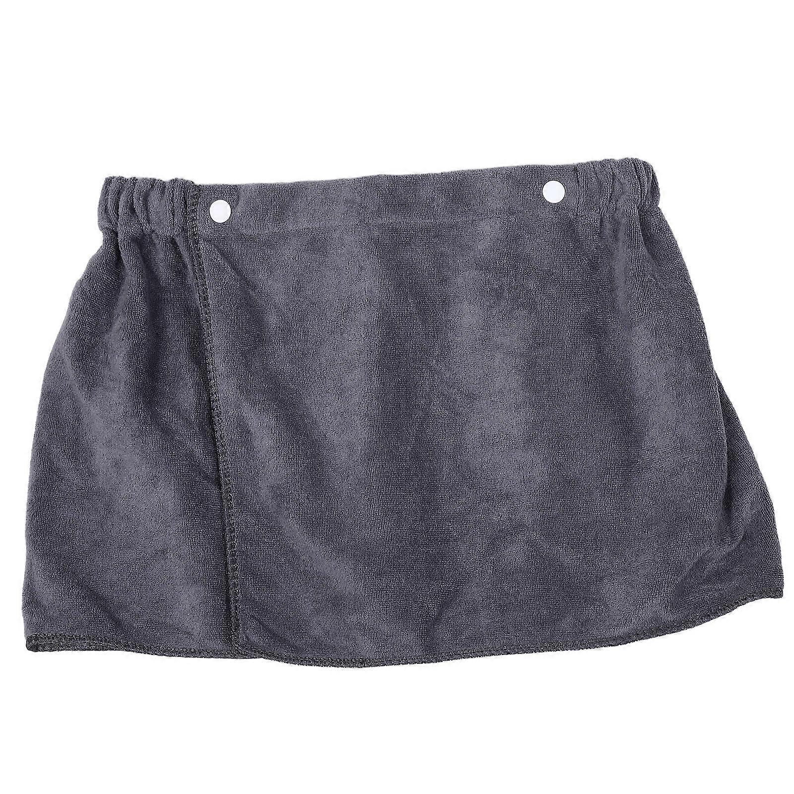 Adjustable Men Shower Towel Short Pants Polyester Wearable Design For Bathing Spa Grey 1Set