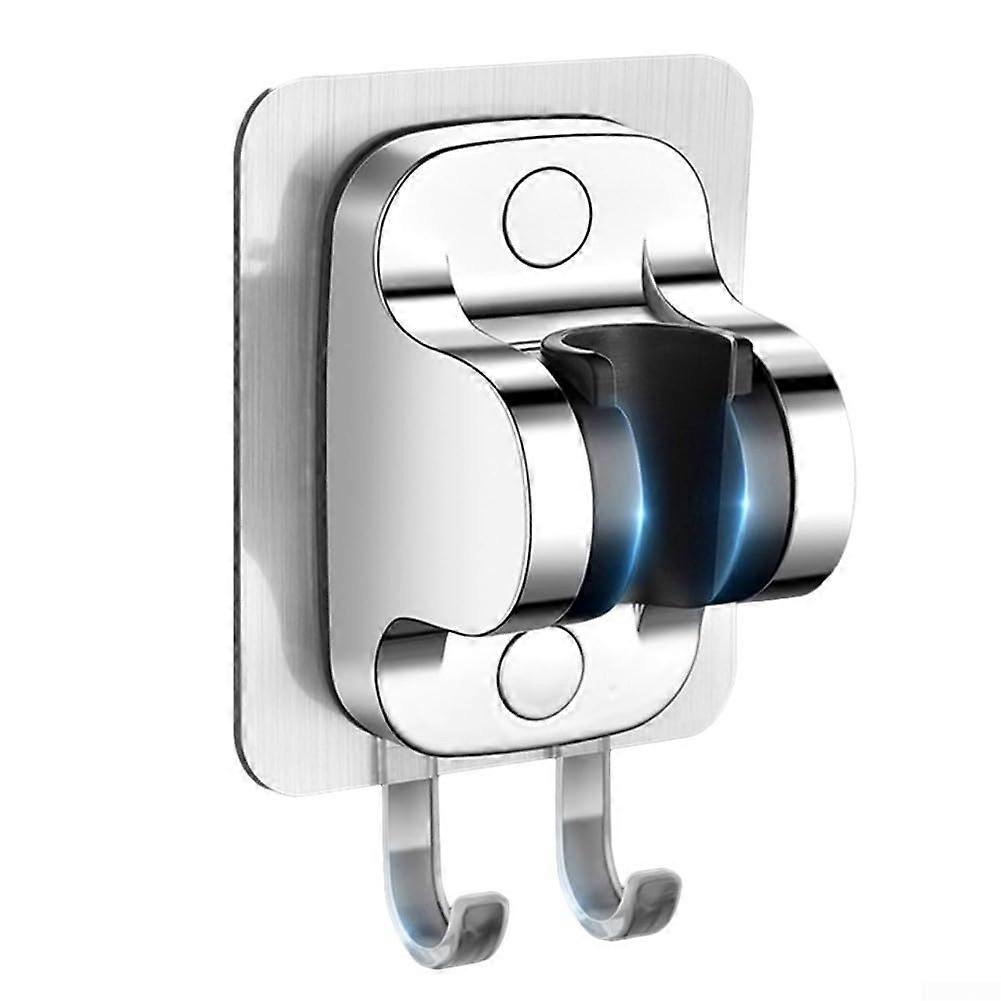 shower head holder with adjustable positioning and hook for hanging (silver)
