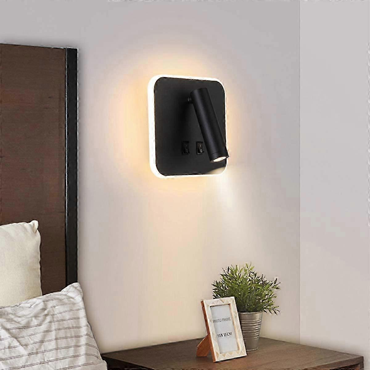 LED-Wandleuchte mit Schalter Schwarz 3W+10W