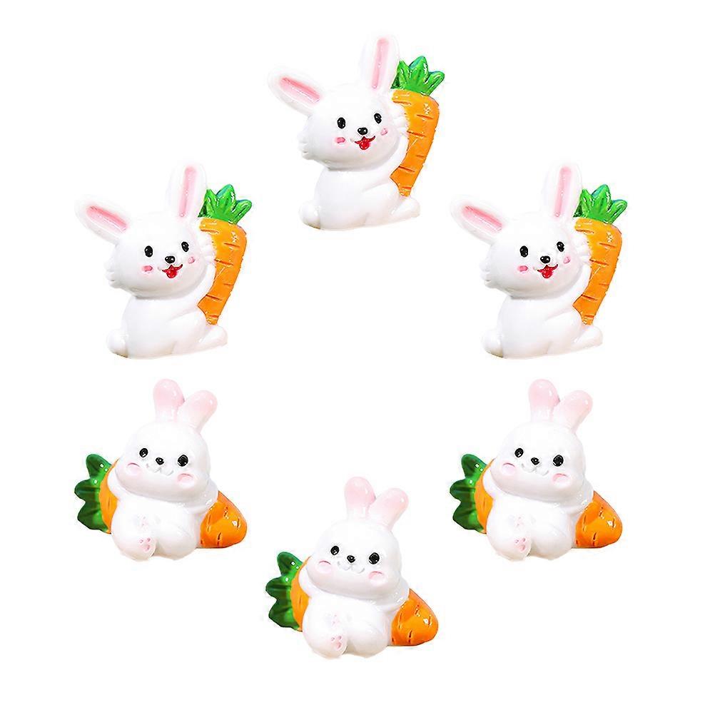 Rabbit Miniature Figurines Micro Landscape Mini Bunny Statue Home Users Office Users 6Pcs