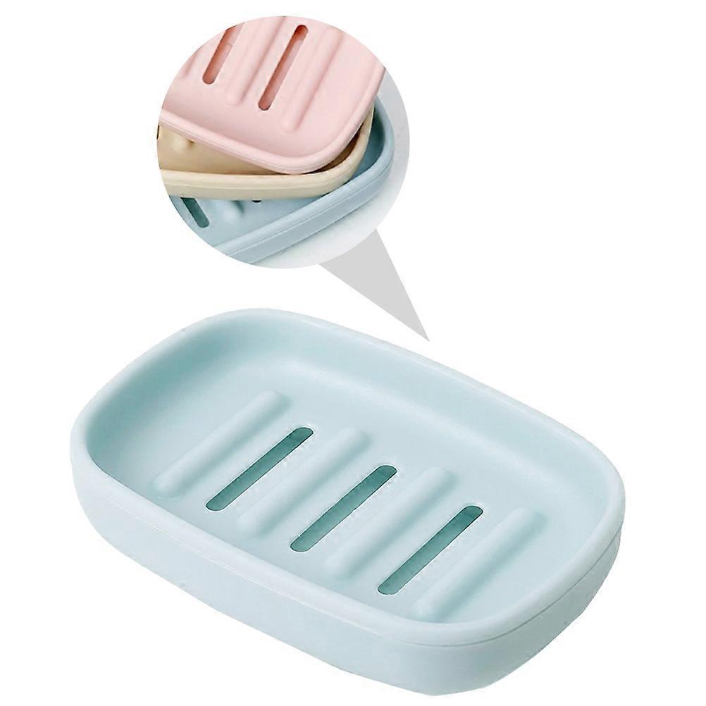 Double Layer Soap Container For Home Use Assorted Color 12.5X8.5X3CM Water Draining 6Pcs