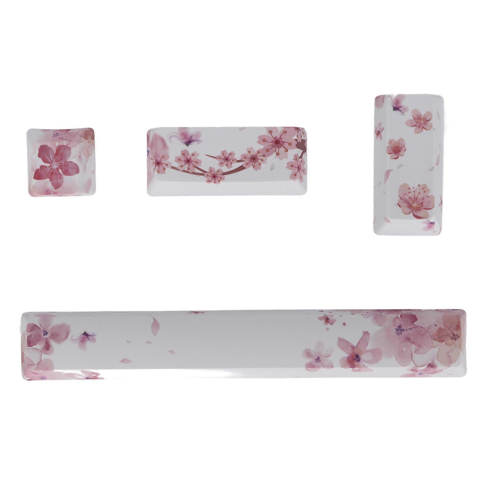 4-Key Peach Blossoms PBT Keycaps Set for Mechanical Keyboard