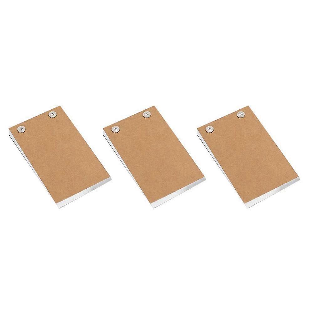 Multifunctional Blank Notepads for Writing with Removable Screws Small Size Easy to Carry Store and Use 3 Pcs Light Brown
