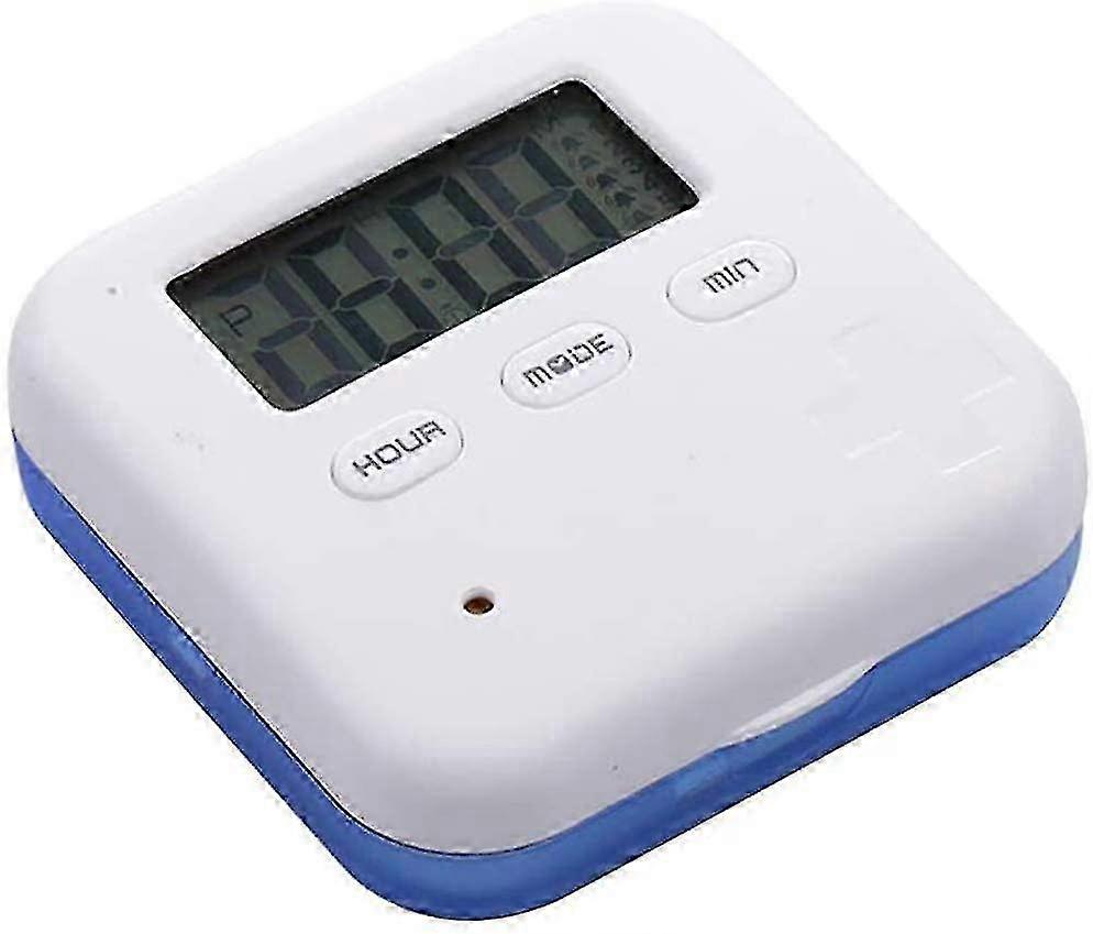 Portable Pill Organizer With Electronic Timed Alarm Reminder (blue)