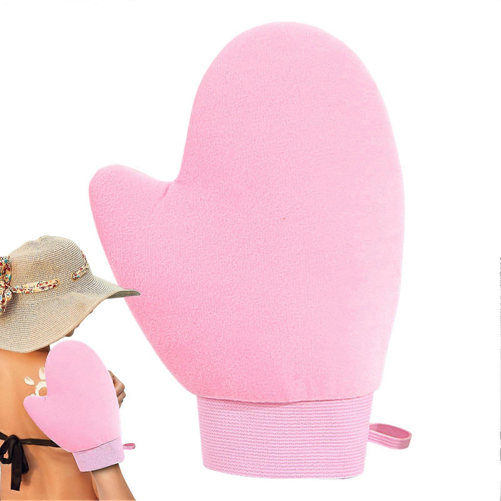 Bronzing Mitt and Back Lotion Applicator – Soft Tanning Applicator Glove for Sensitive Skin, Travel, Home, Shower, Unisex, Rose