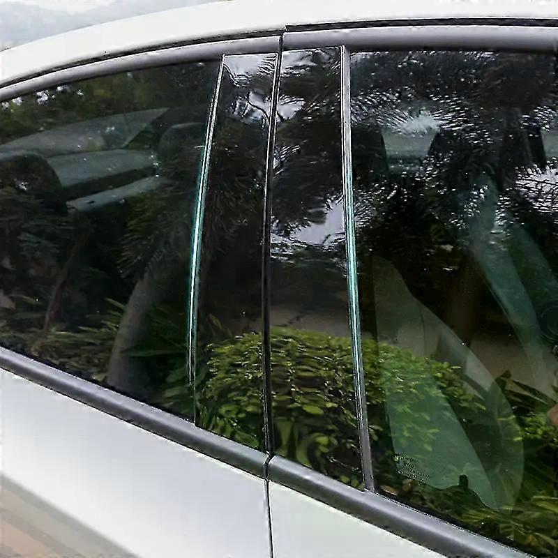 6PCS Black Mirror Effect Car Window Pillar Trim Cover Sticker Suitable for a Certain Brand Qashqai J10 2010-2013