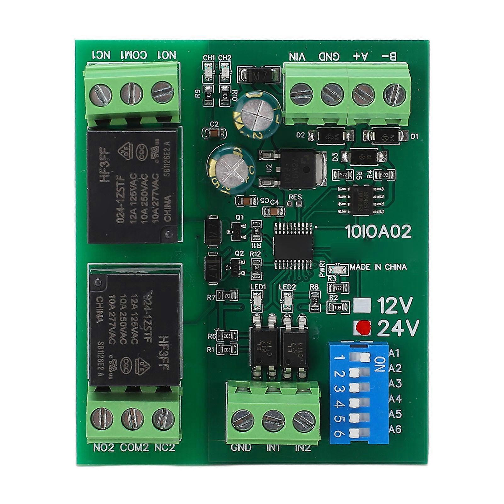 Relay Module 2 Channel RS485 Control Board Switch Controller DC 24V for Equipment