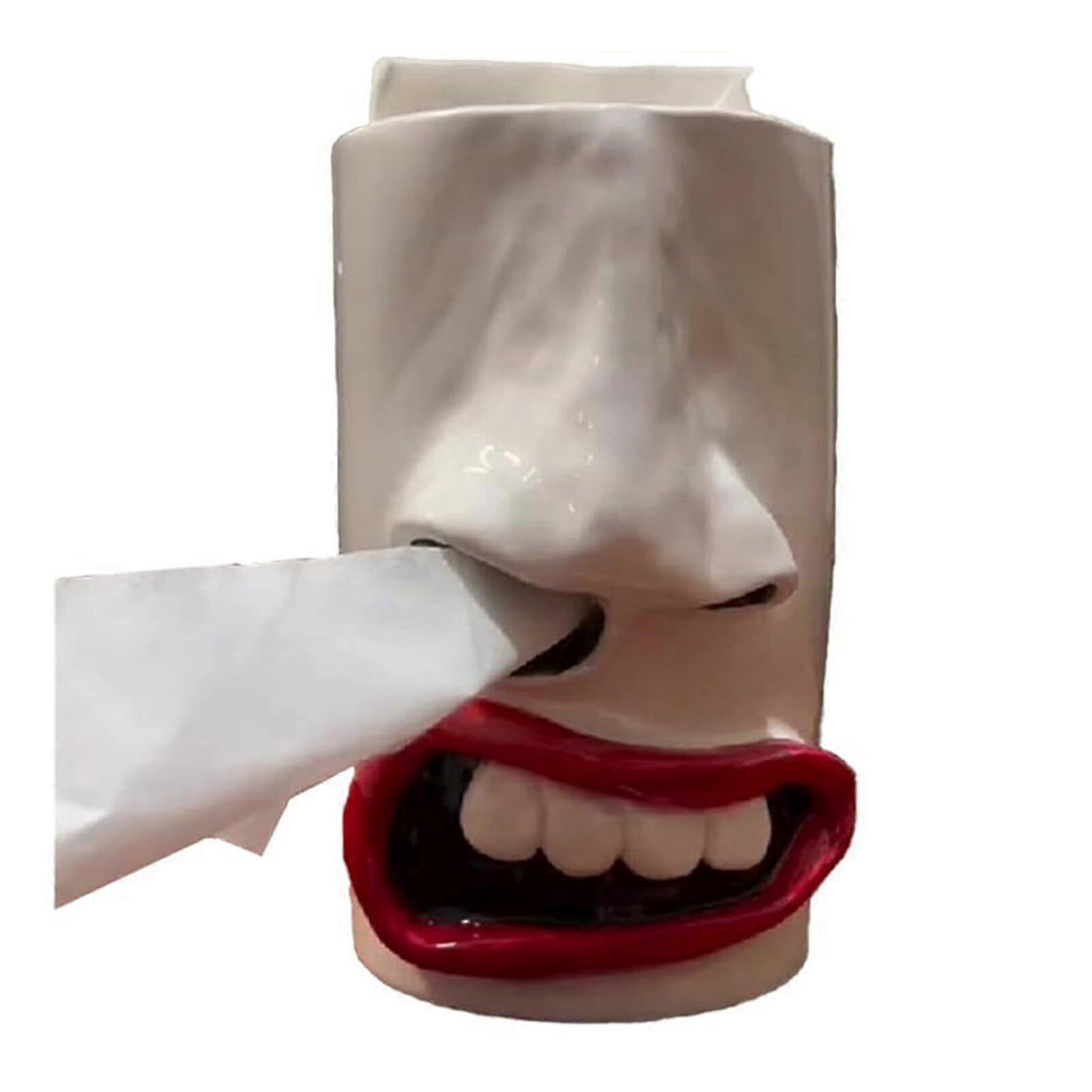 Unique Paper Dispenser, Playful Durable Desktop Accessory, Resin Material, Fun Mouth and Nose Design, 8x4x4 Inches