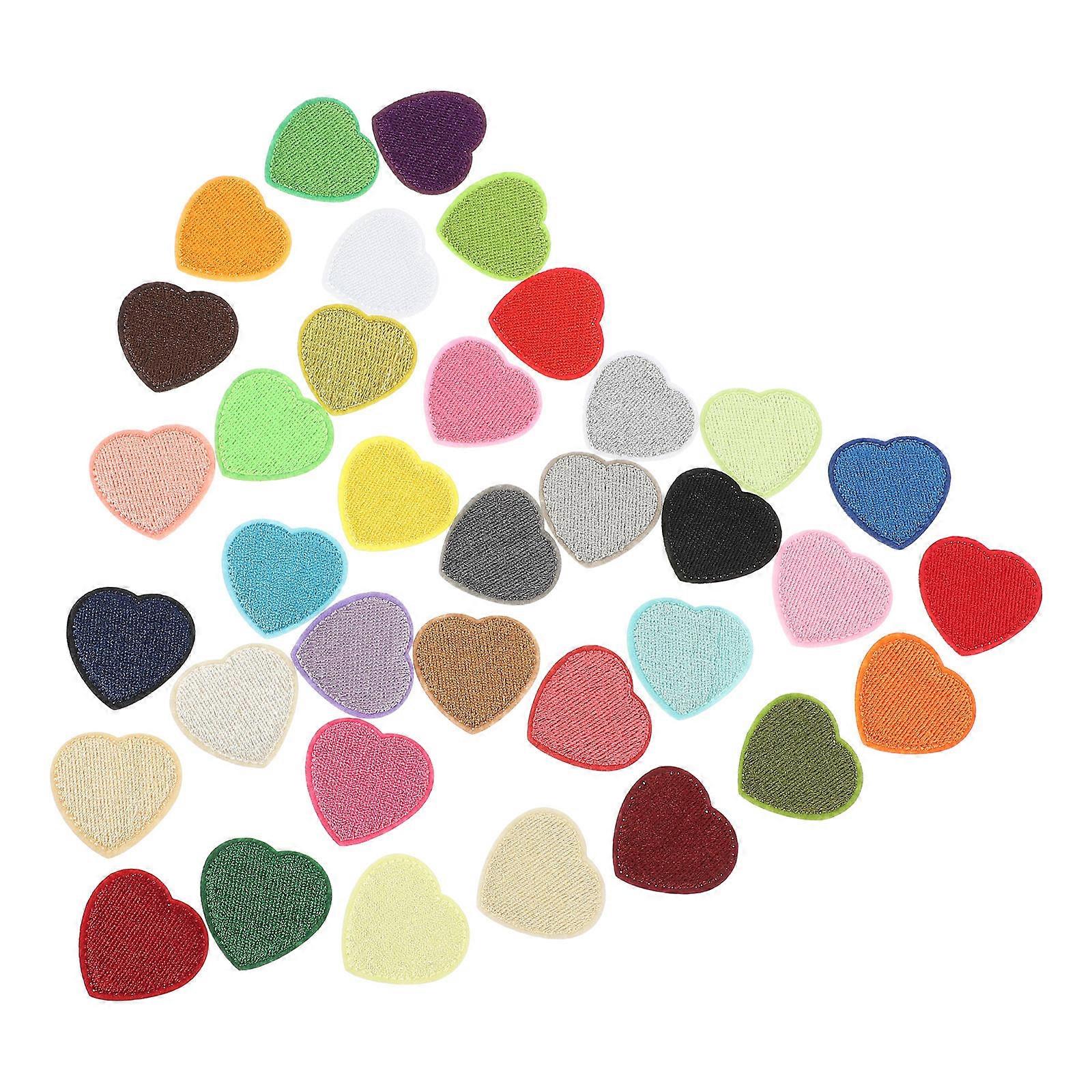 Iron On Repair Patches Sewing Patches for Clothes Jeans Heart Shape Multi Colorful 36Pack