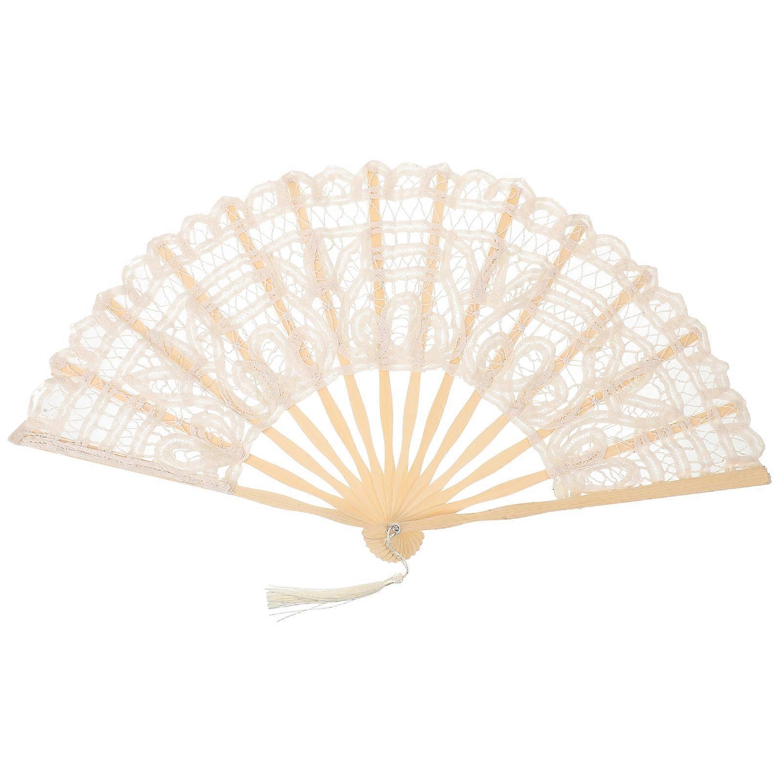 Retro Style Lace Handheld Fan Folding Fan For Banquet Bridal Use 19.7×10.2×1.6in Cool Feeling 1Set