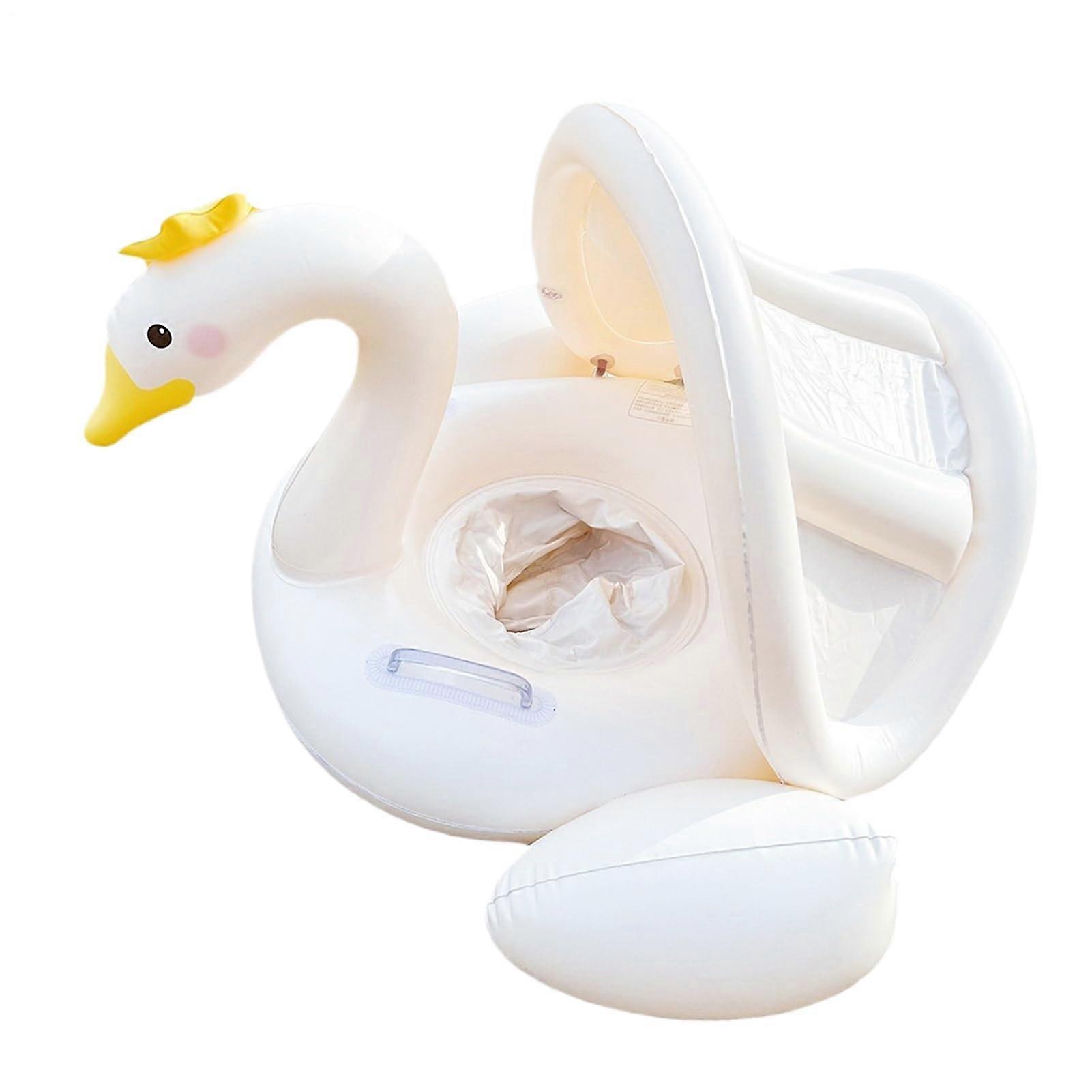 Swan Swimming Pool Float | Child Safety Swim Ring with Canopy | Foldable Pool Toy for Lakes, Parties, Gardens
