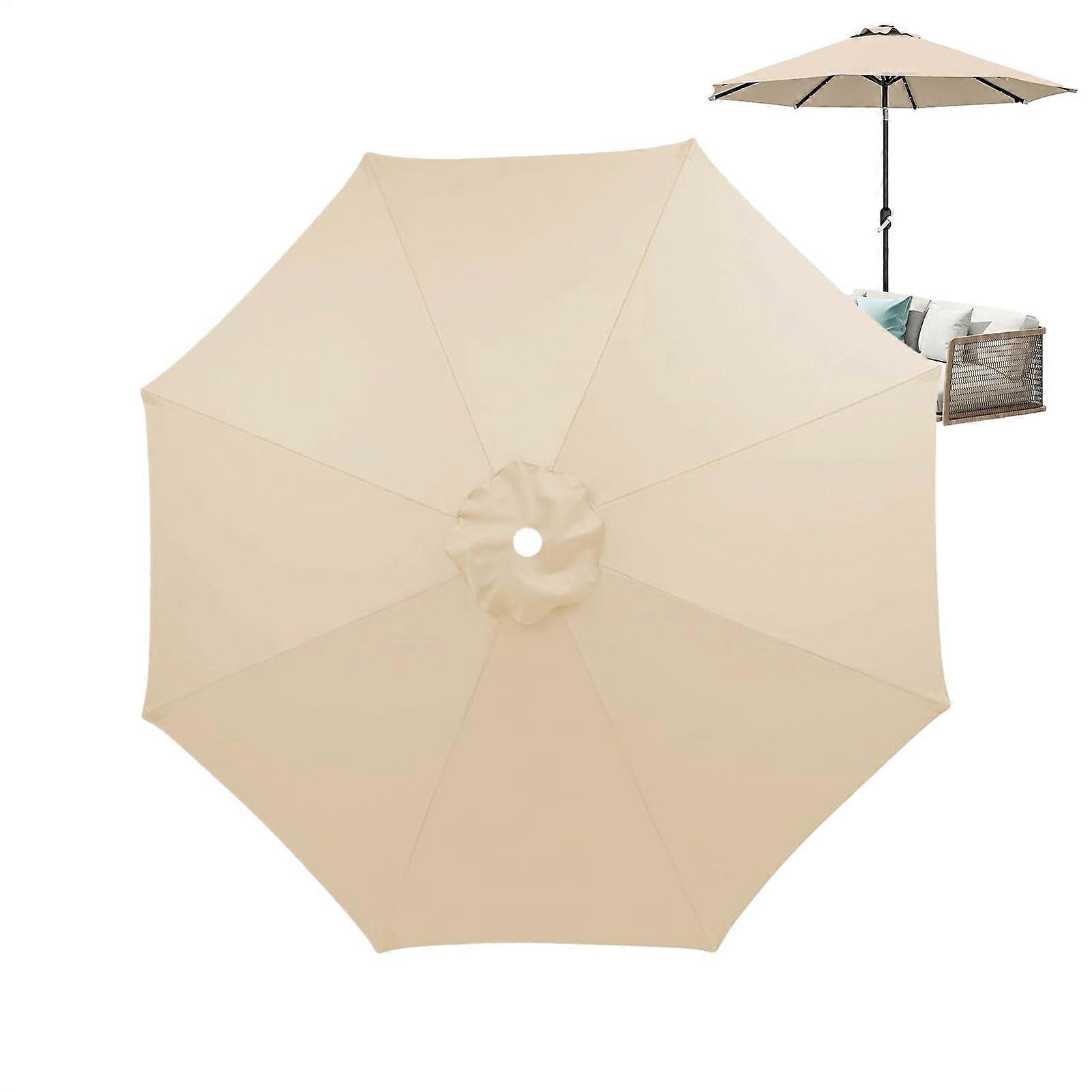 Replacement Canopy For Terrace Awnings, 3m 8-Rib, UV-Resistant Polyester, Top Vent, Cream Color, Fits Various Frames