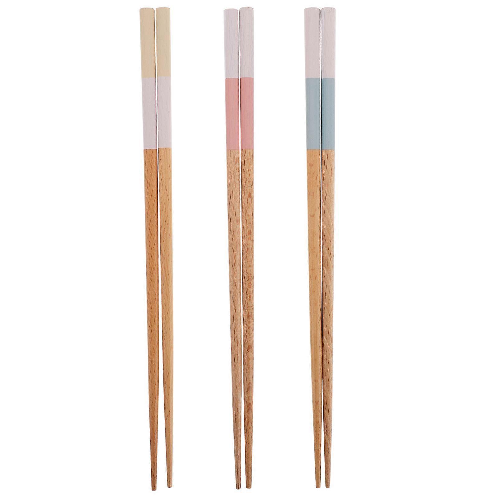 Funny Chopsticks Reusable Wooden Creative Pointed Long Sticks For Household Eating Cooking And Dining 3 Pairs