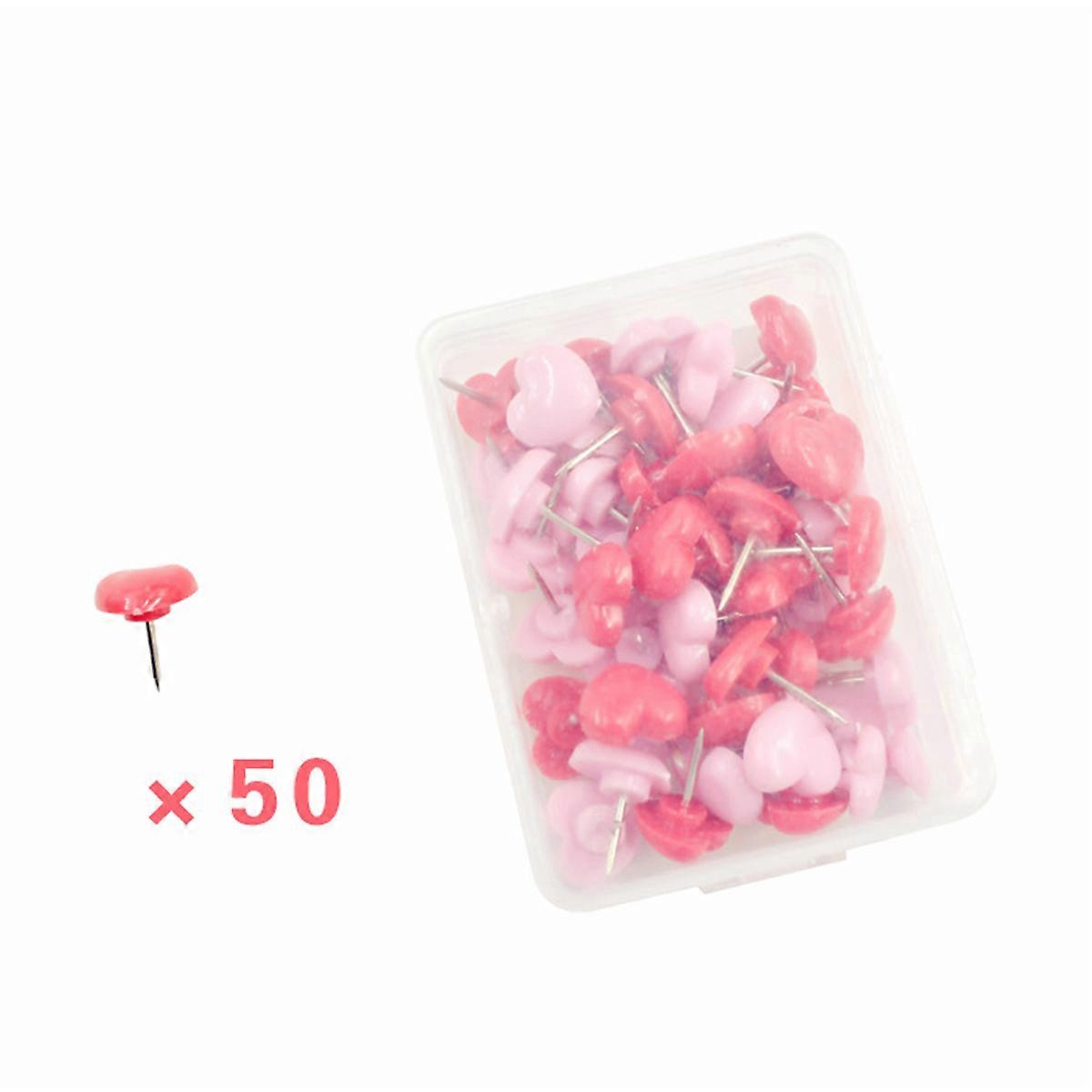 50 Piece Assorted Color Heart Shaped Push Pins for Decoration in Home Office School and Exhibitions