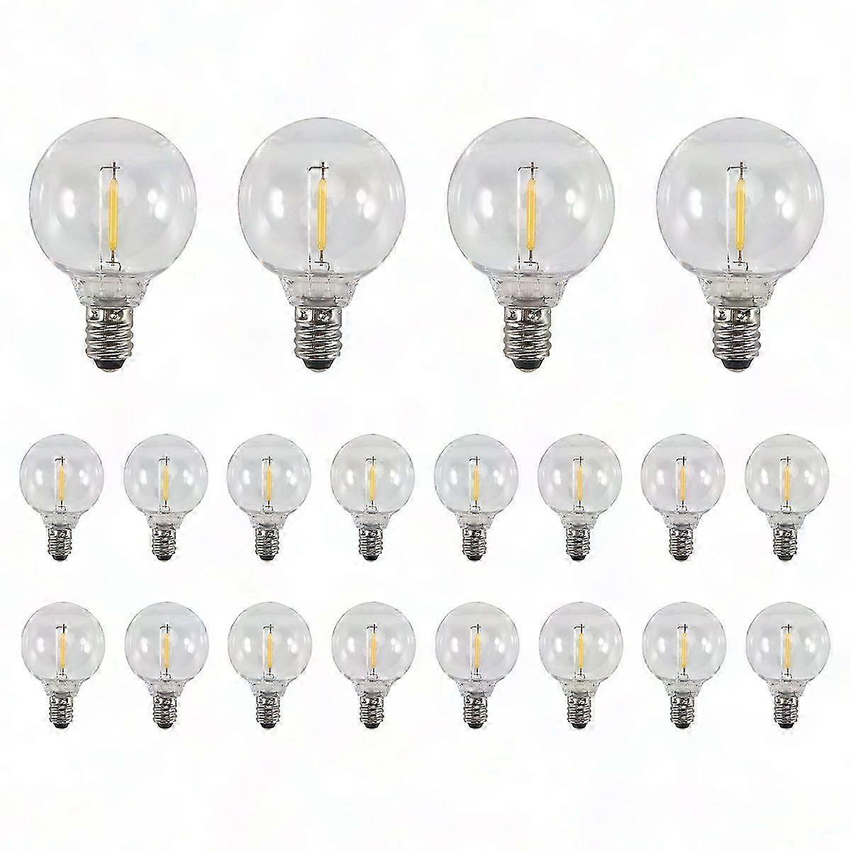 20 Pcs G40 LED E12 Screw Base Shatterproof Globe Bulbs for Solar String Lights - Warm White