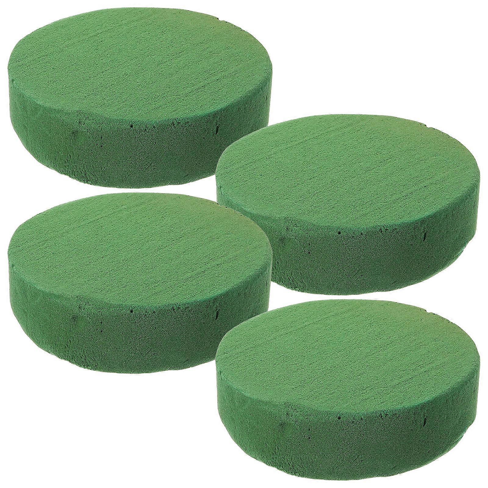 Artificial Flower Blocks Diy Flower Arrangement Base Circular Cylinder Green 15x4cm Floral Art Hobbyists 4Pcs