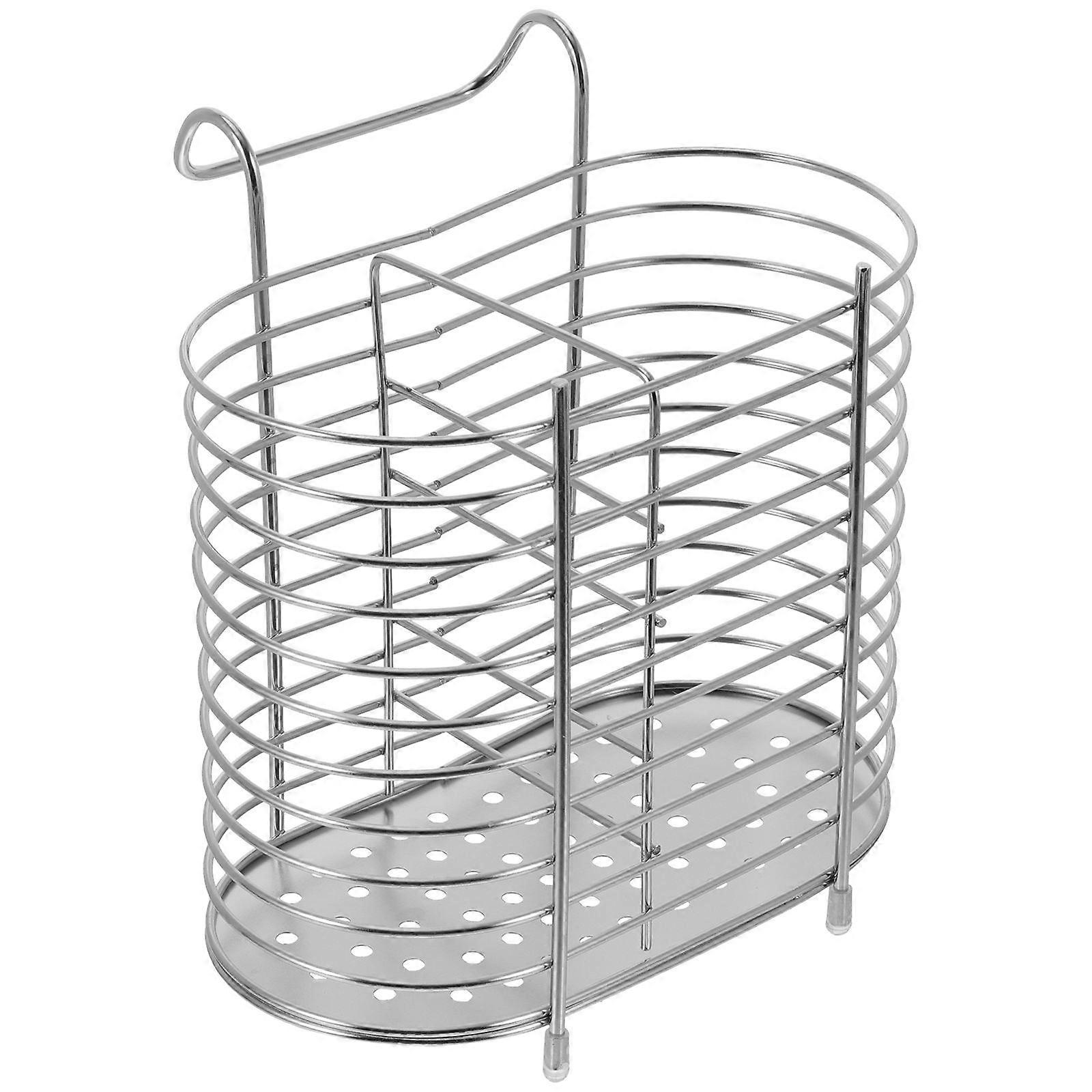 Stainless Steel Chopsticks Rack with Draining Shelf, Non Slip Feet, Space Saving Storage for Kitchen Utensils Organization