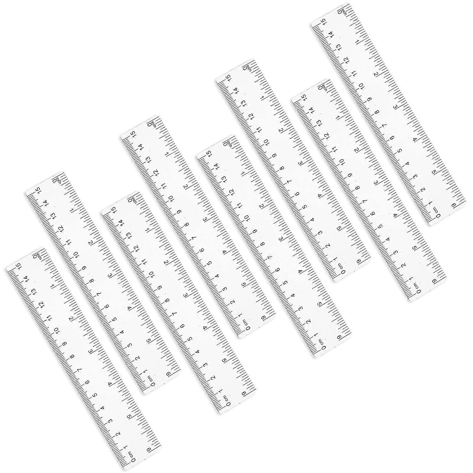 8Piece Plastic Ruler Set, 15 cm Transparent Small Rulers, Plastic Ruler with Metric  Inch Scale, Measuring Tool for School, Office, Home