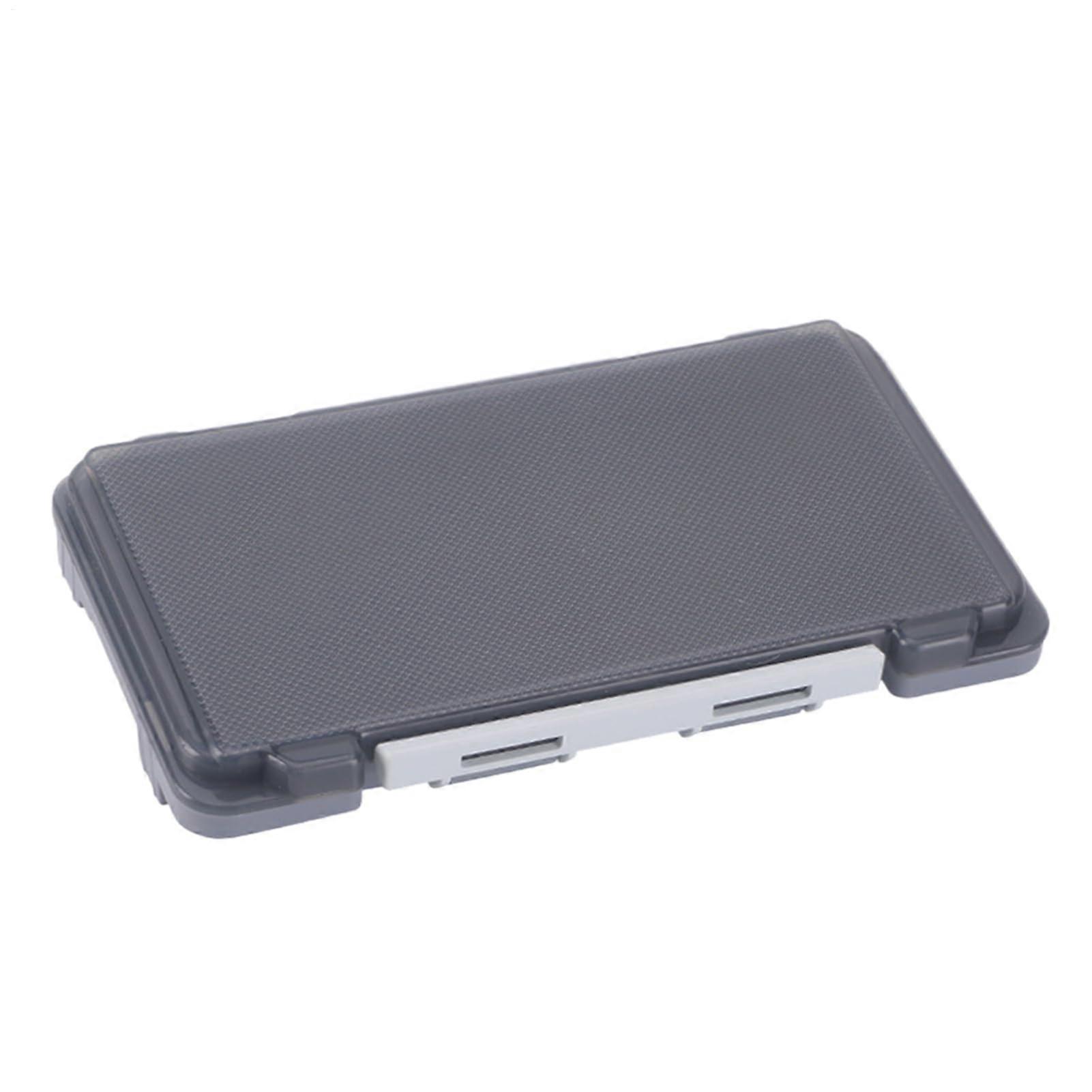 Fishing tackle box, portable bait storage, translucent mesh lid, 17.2 x 9.8 x 2 cm, organizer with multiple compartments, Gray