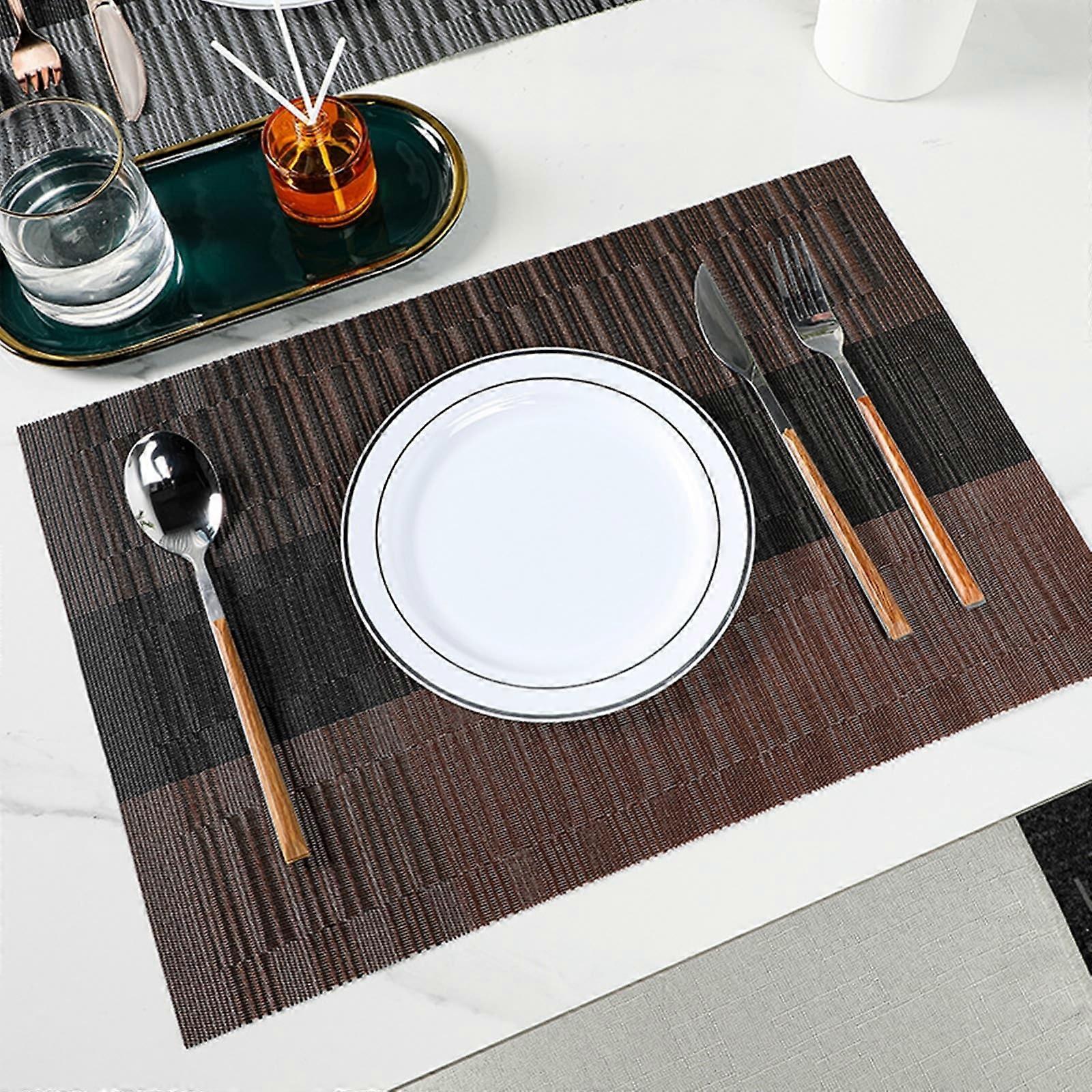 Placemat Set 4-Piece Christmas Square PVC Woven Non-Slip Table Mats 30x45 cm Color Gradient Stripe