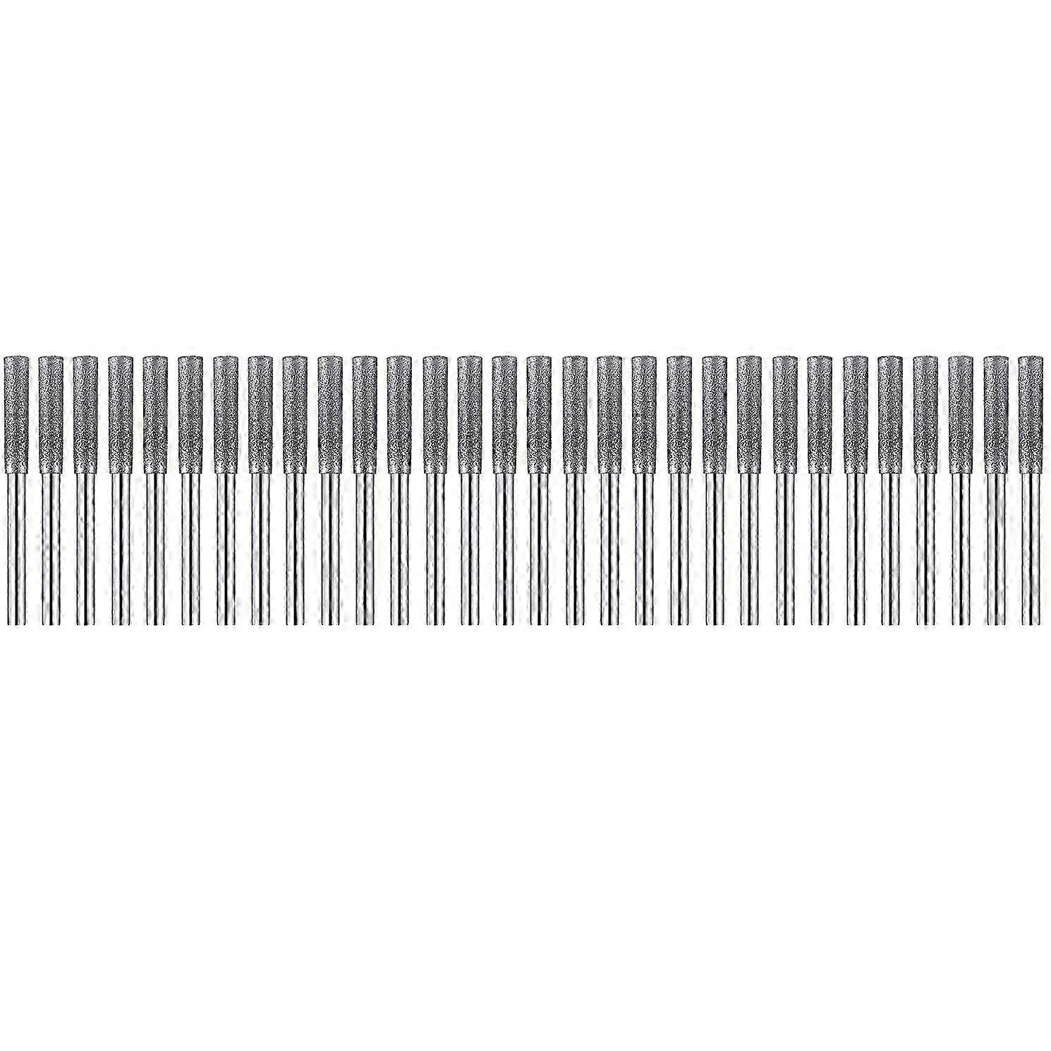 20 Pcs Chainsaw Sharpener Stone Diamond Coated Cylindrical Burr Polishing Grinding Tool Grinding Bits, 5/32 Inch/ 4 mm