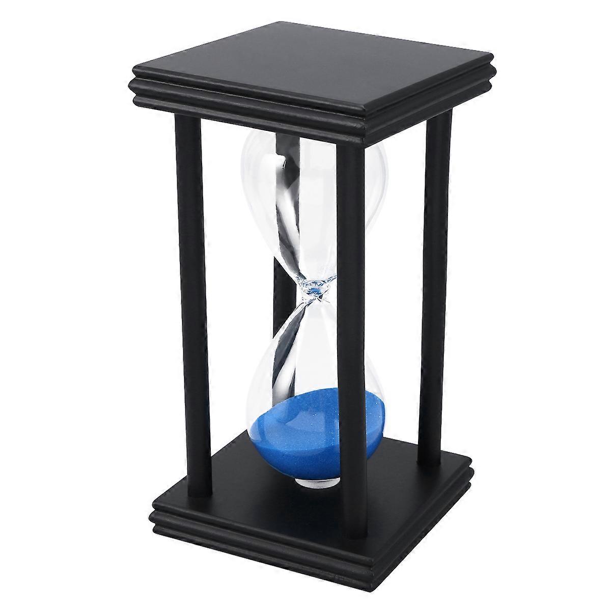 Stylish Hourglass Timer Blue Sand Black Frame Cylindrical Shape Home Decoration Yoga Timer 1Set