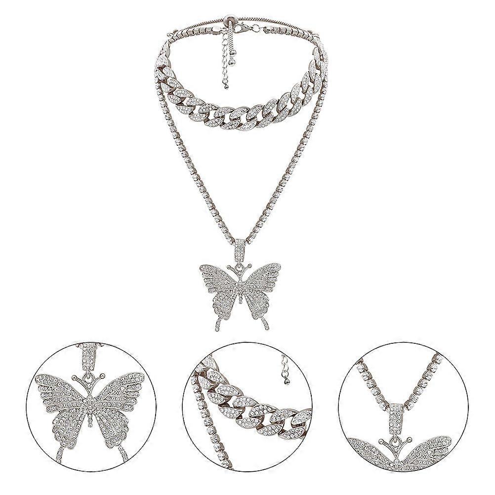 Here's a polished and professional product description based on your input:

 

**2PCS Exaggerated Retro Rhinestone Necklace Set – Elegant Geometric