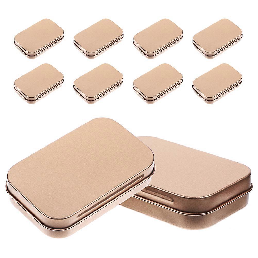 Golden Small Tinplate Storage Box for Cards Keys Jewelry and More Compact Matte Finish Rectangular 10pcs