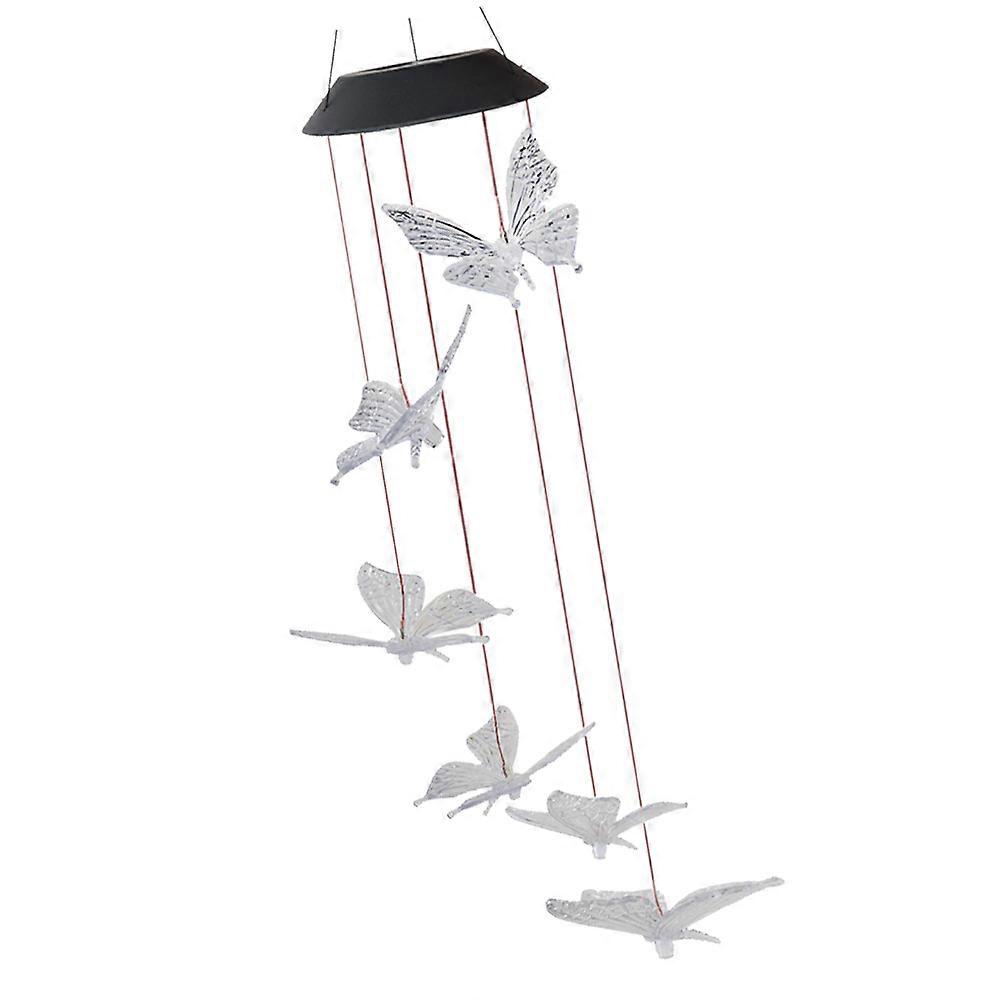 Solar Powered Wind Chime with Color Changing LED Lights for Home Decor 6 LEDs ABS PVC