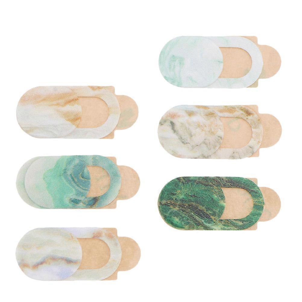 Webcam Privacy Lens Protector Marble Pattern Daily Use Office Work Square Design 6Pcs