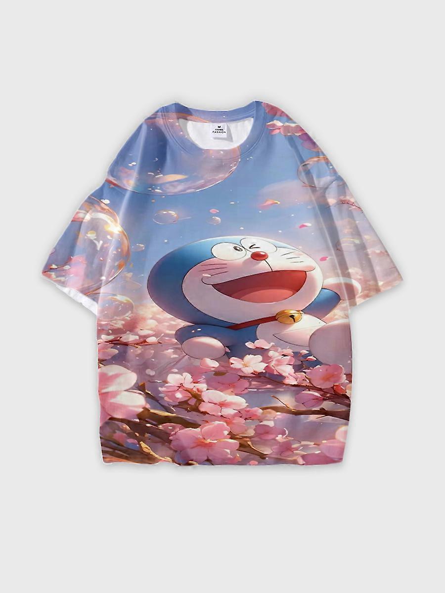 T-shirt round neck Cartoon Pattern loose short sleeve A45