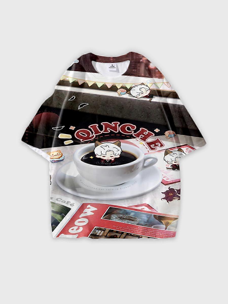 T-shirt round neck Role Pattern loose short sleeve B417