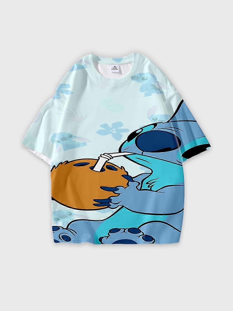 T-shirt round neck Cartoon Pattern loose short sleeve D593