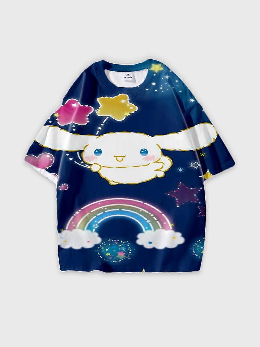 T-shirt round neck Cartoon Pattern loose short sleeve E2568