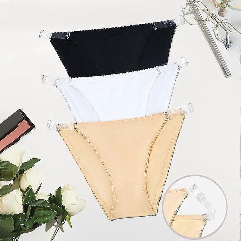 3Pcs Women Multi-Colored Lightweight Breathable Triangle Panties with Adjustable Side Opening S M L Xl