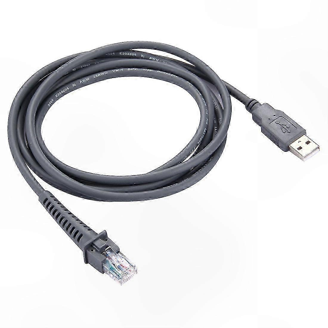 2m USB A Male to RJ45 Serial Data Cable for Barcode Scanners (Grey)
