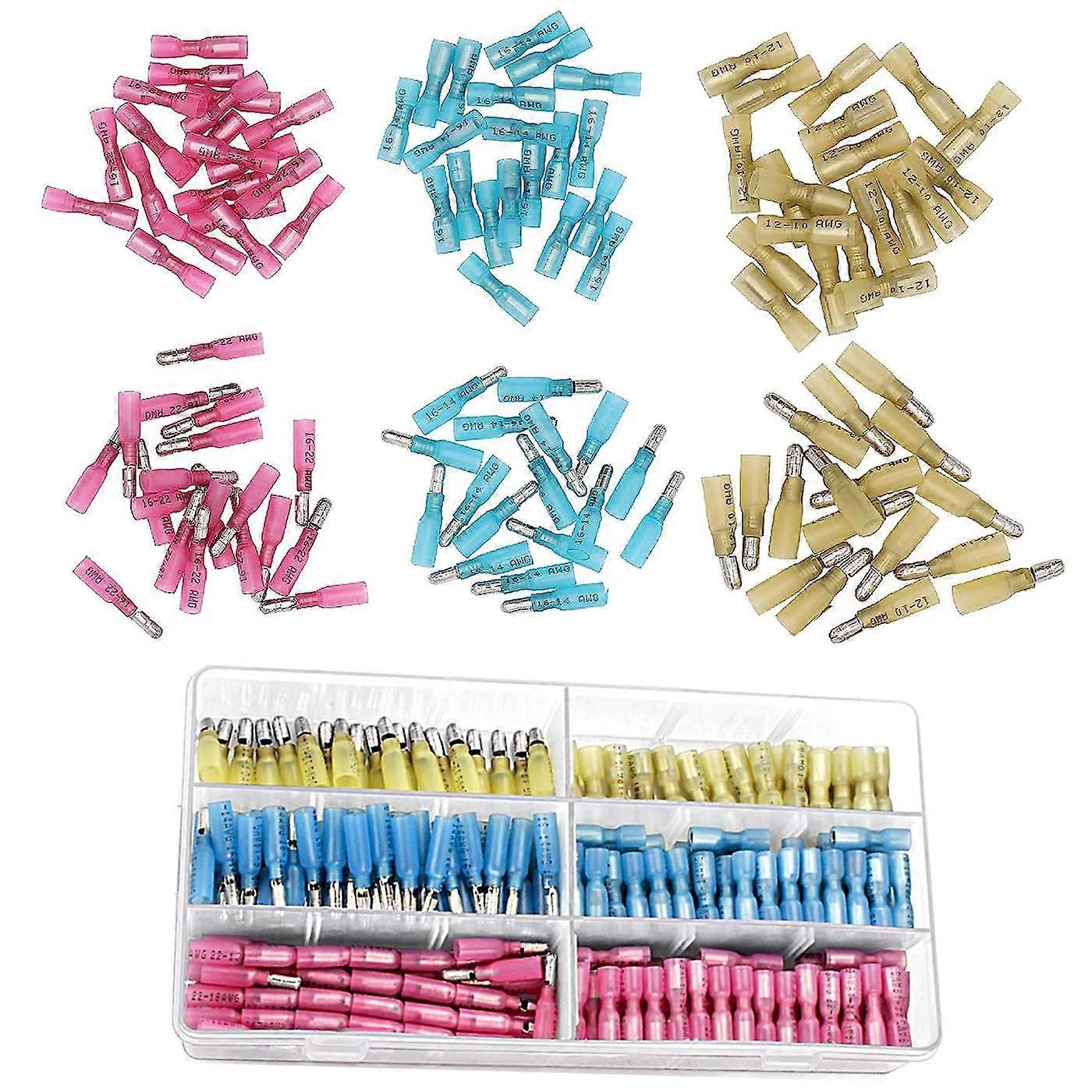 150 Pieces Cable Lugs, Insulated Male and Female Bullet Butt Connectors, Crimp Terminals Assortment Kit for Wire Connections