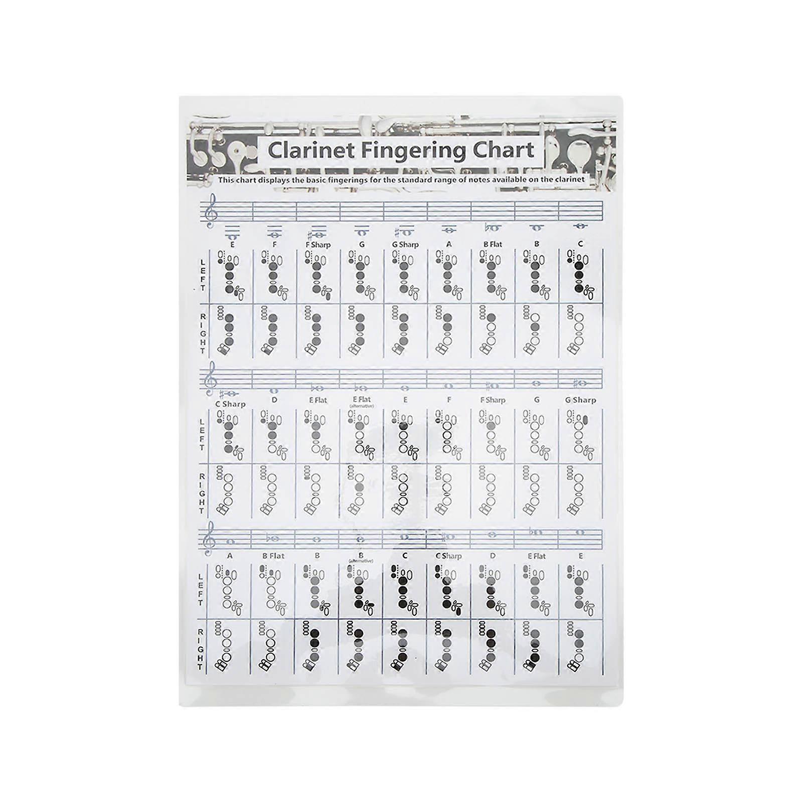 Clarinet Fingering Chart Clarionet Chords Poster Training Chart Musical Instrument Accessories for BeginnersS 30cm