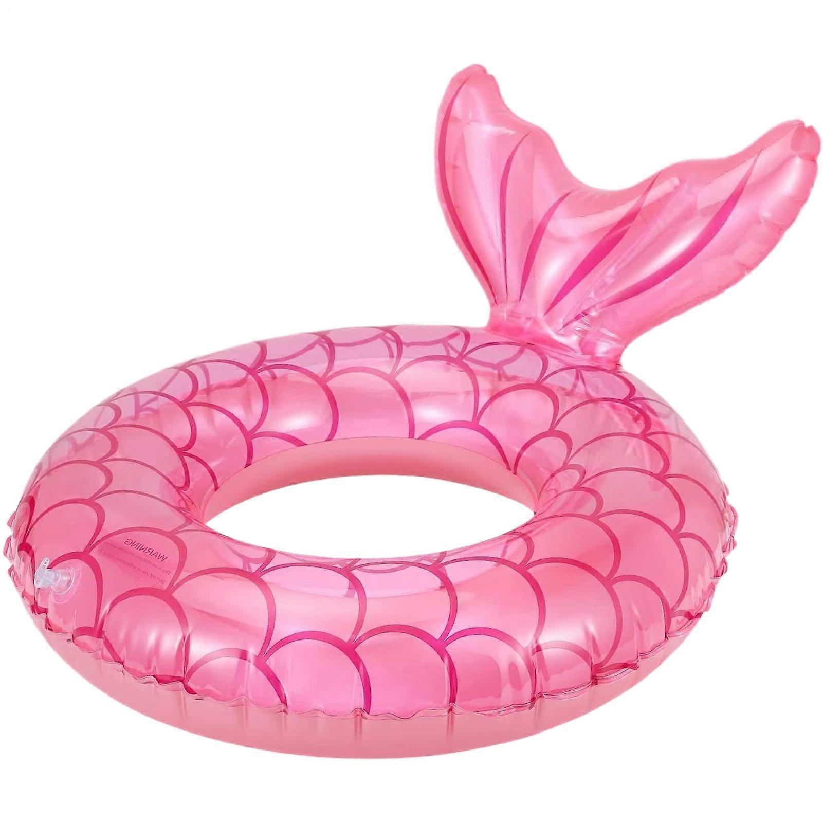 Mermaid pool swimmer, floating pool ring, inflatable swim trainer for babies and toddlers, rose.
