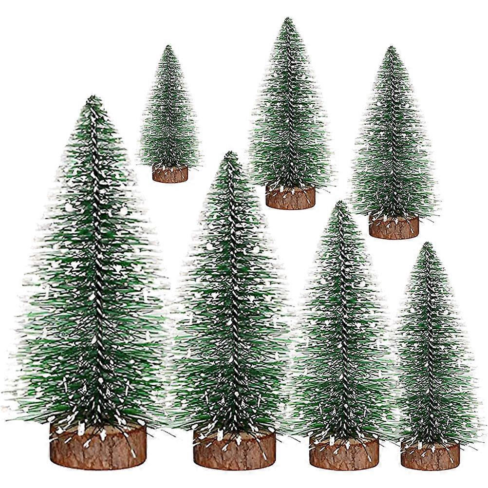 7pcs Mini Artificial Christmas Tree With Base Tabletop Xmas Tree Decor For Holiday Crafting Festive Home