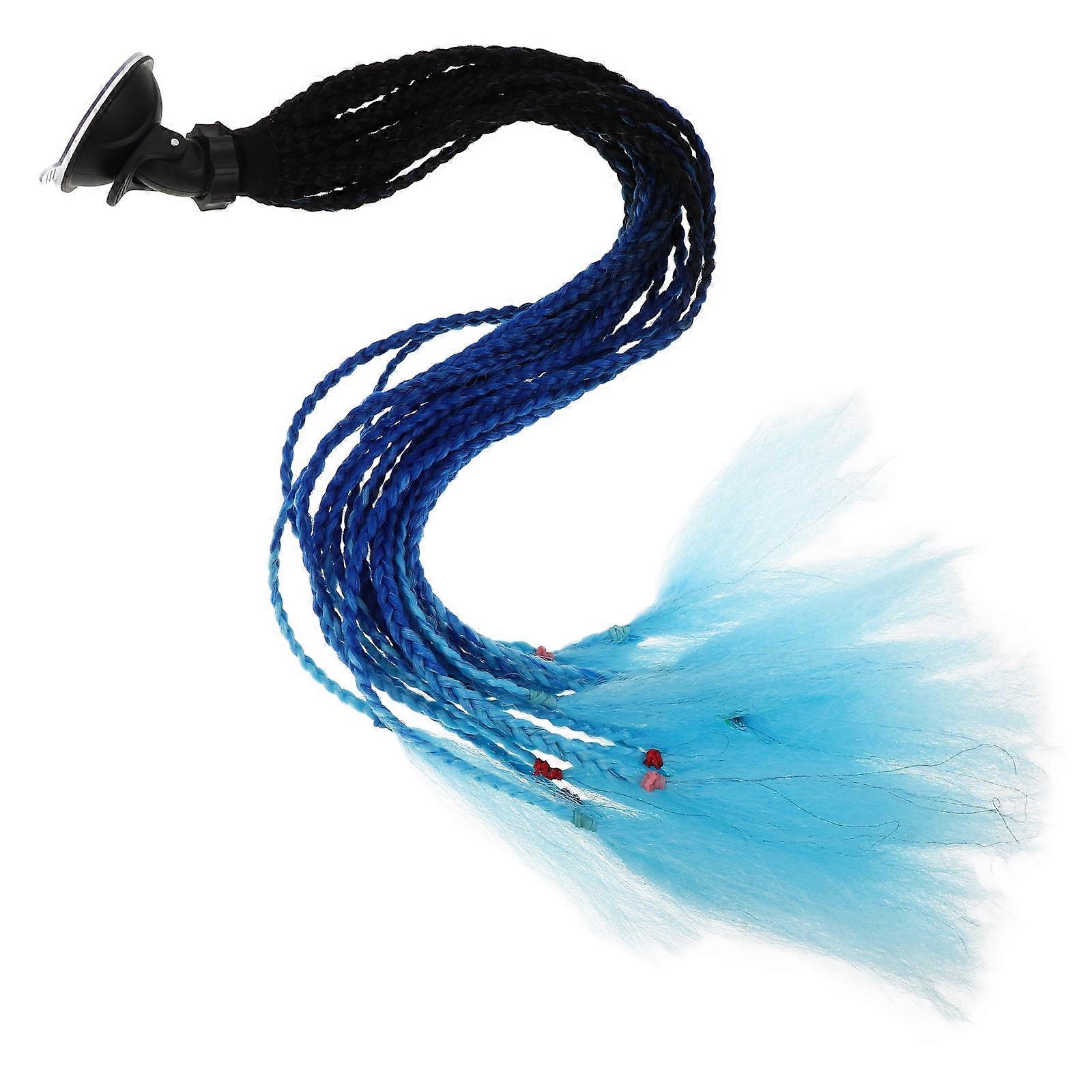 Motorcycle Cap Braids with Detachable Suction Cup Pre Stretched Ponytail Clip Extension for Hair Pigtails