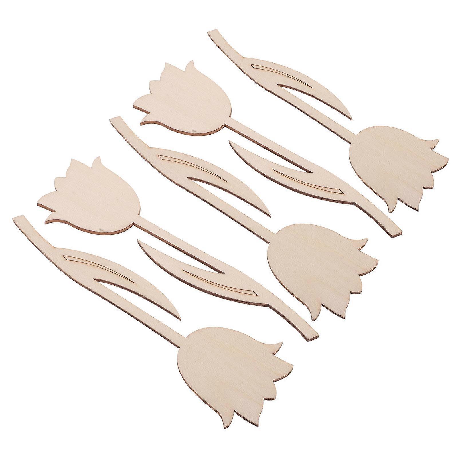 5pcs Unfinished Wooden Flower Cutouts Blank Slices for DIY Crafts Painting and Graffiti