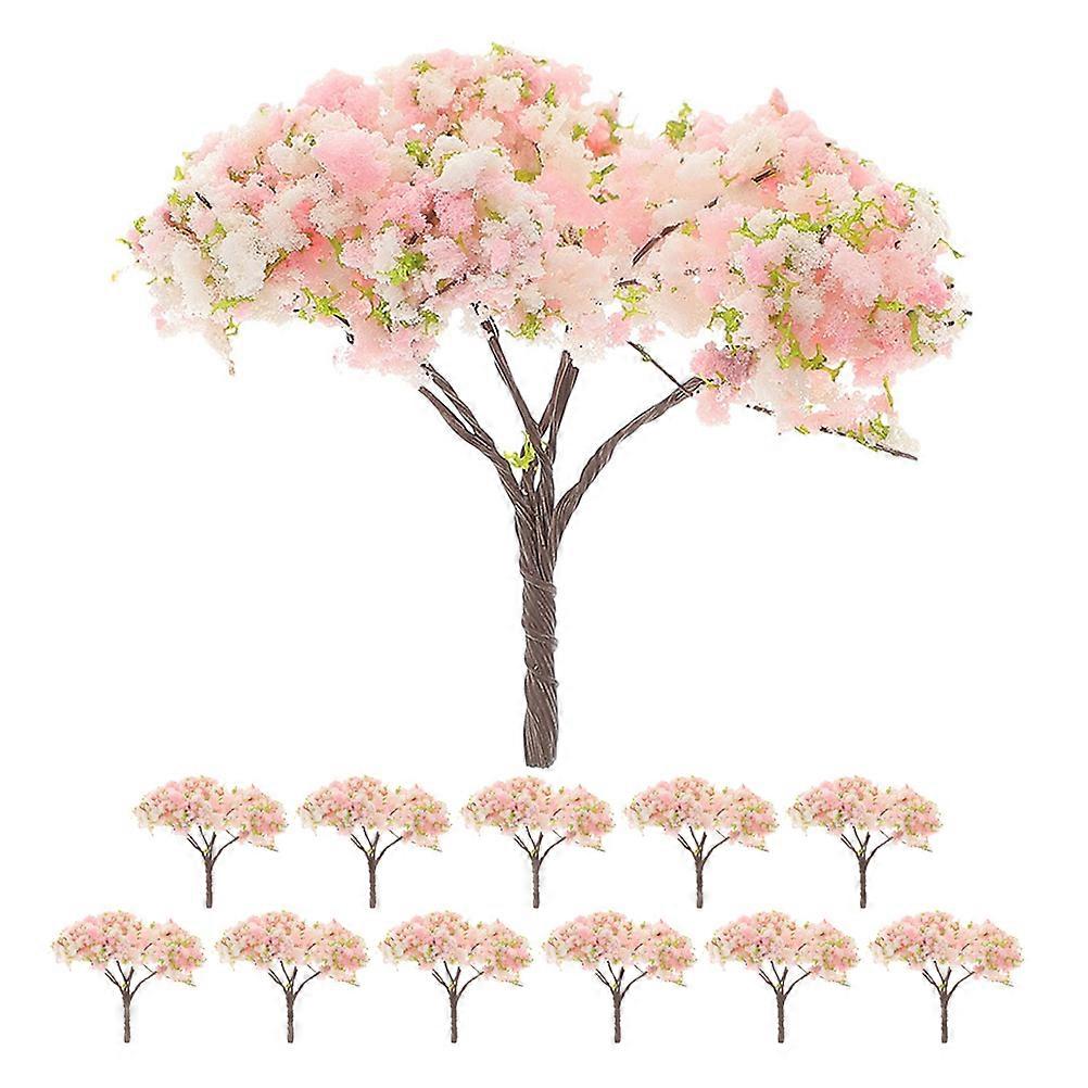 Tiny Trees For Crafts Artificial Miniature Cherry Blossom Model Trees Realistic Landscape Model Trees For Dioramas ABS Material Tree Shape 12Pcs