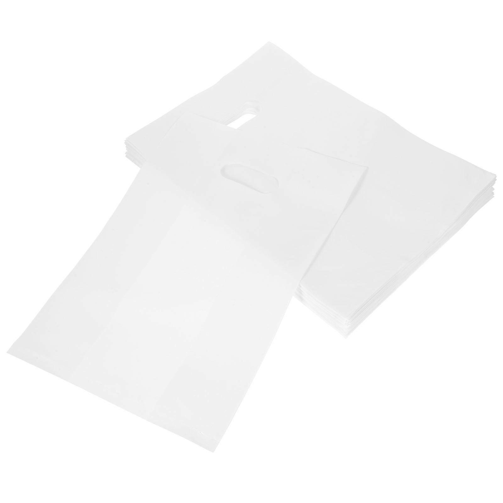 White PE Packing Bags for Storage Use Sturdy Die Cut Handles Reusable 50pcs 12.5x17 Inches