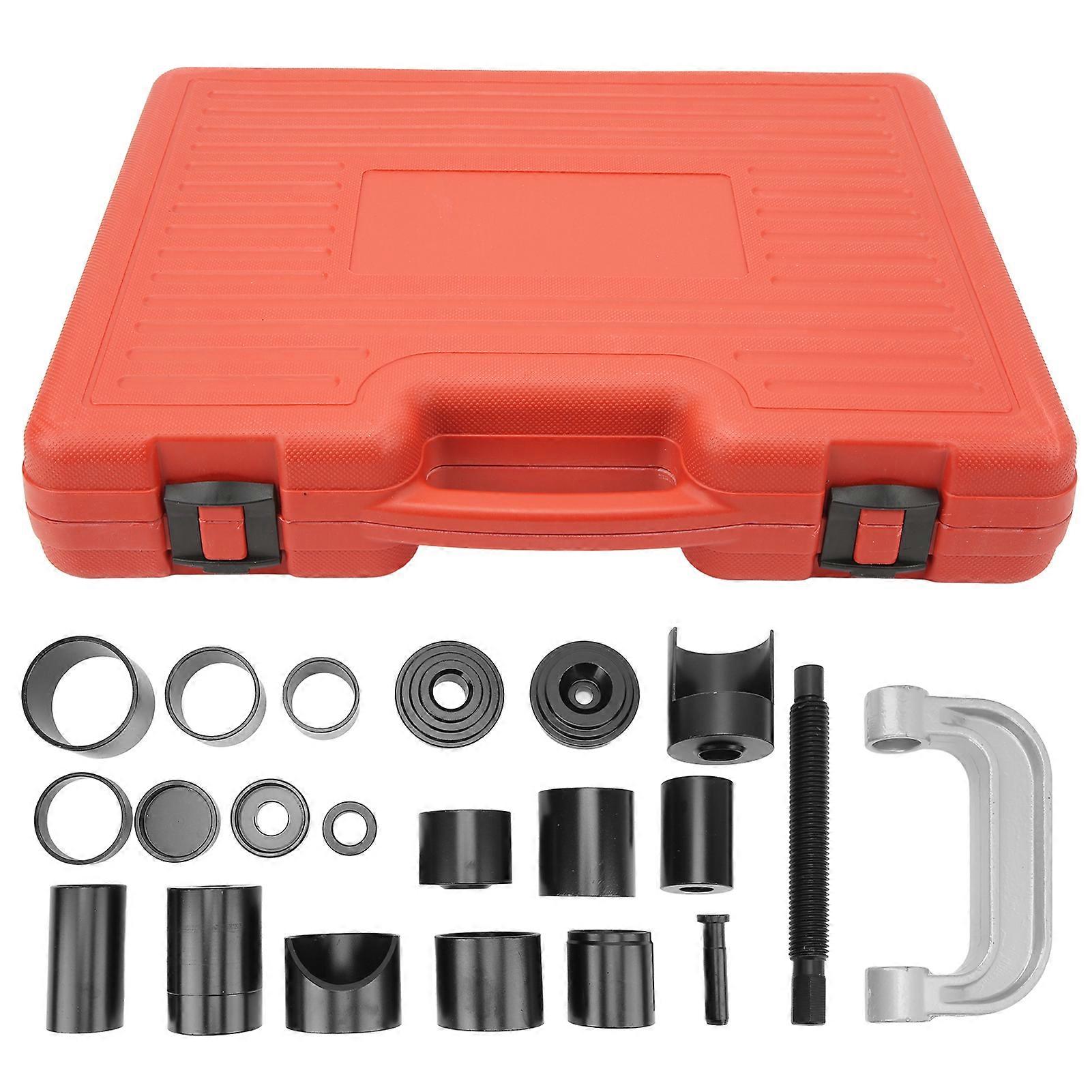 Ball joint press tool set for cars and light pickup trucks with storage box