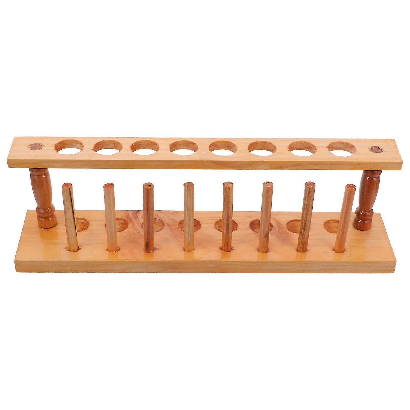 Beige Laboratory Test Tube Stand Constructed from Wood Material Suitable for School and Laboratory Work 1Pcs