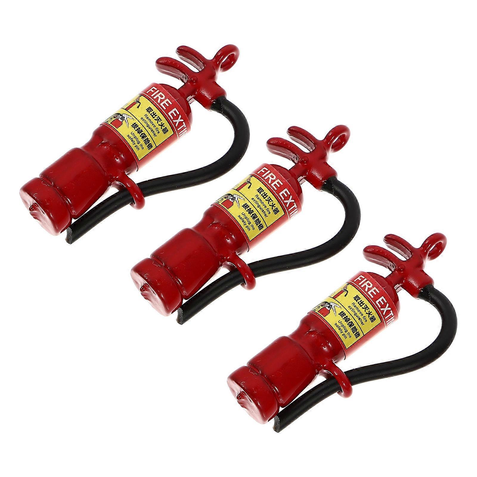 Mini Fire Extinguisher Models 3pcs Alloy Pendant Set for Dollhouse and Miniature Decor DIY Metal Adornment Tools