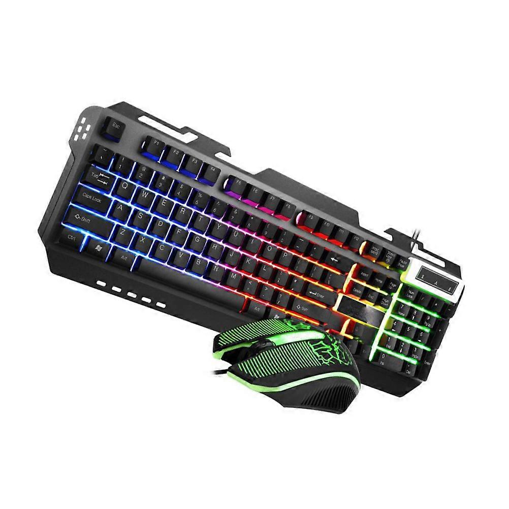 RGB Backlit Gaming Keyboard and Mouse Set USB ABS Aluminum Alloy Waterproof Black for Gaming Use