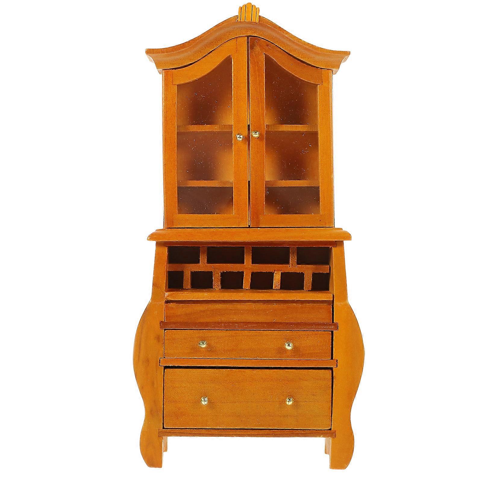 Miniature Bookshelf Dollhouse Furniture Decoration Ideal For Displaying Books Light Brown Wood Material 1Set